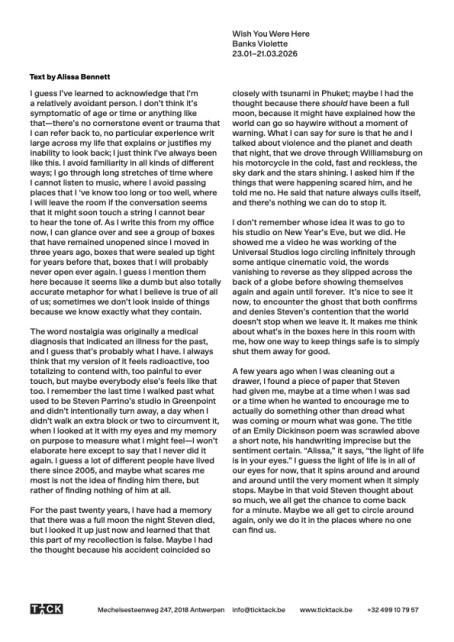 Exhibition Text by Alissa Bennett