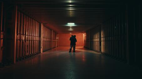 SCRUM, performance in depot by Lily White, dancers Mina Verheyen and Charlotte Dos Santos, Nothing New Under the Sun, TICK TACK, 2026. Photographer: Sammuel Nijhuis.